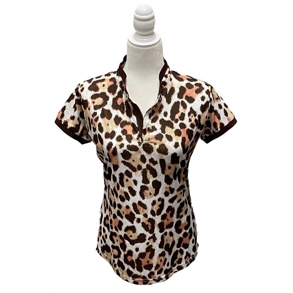 NEW SPICED EQUESTRIAN siren dry - fit polo in leopard